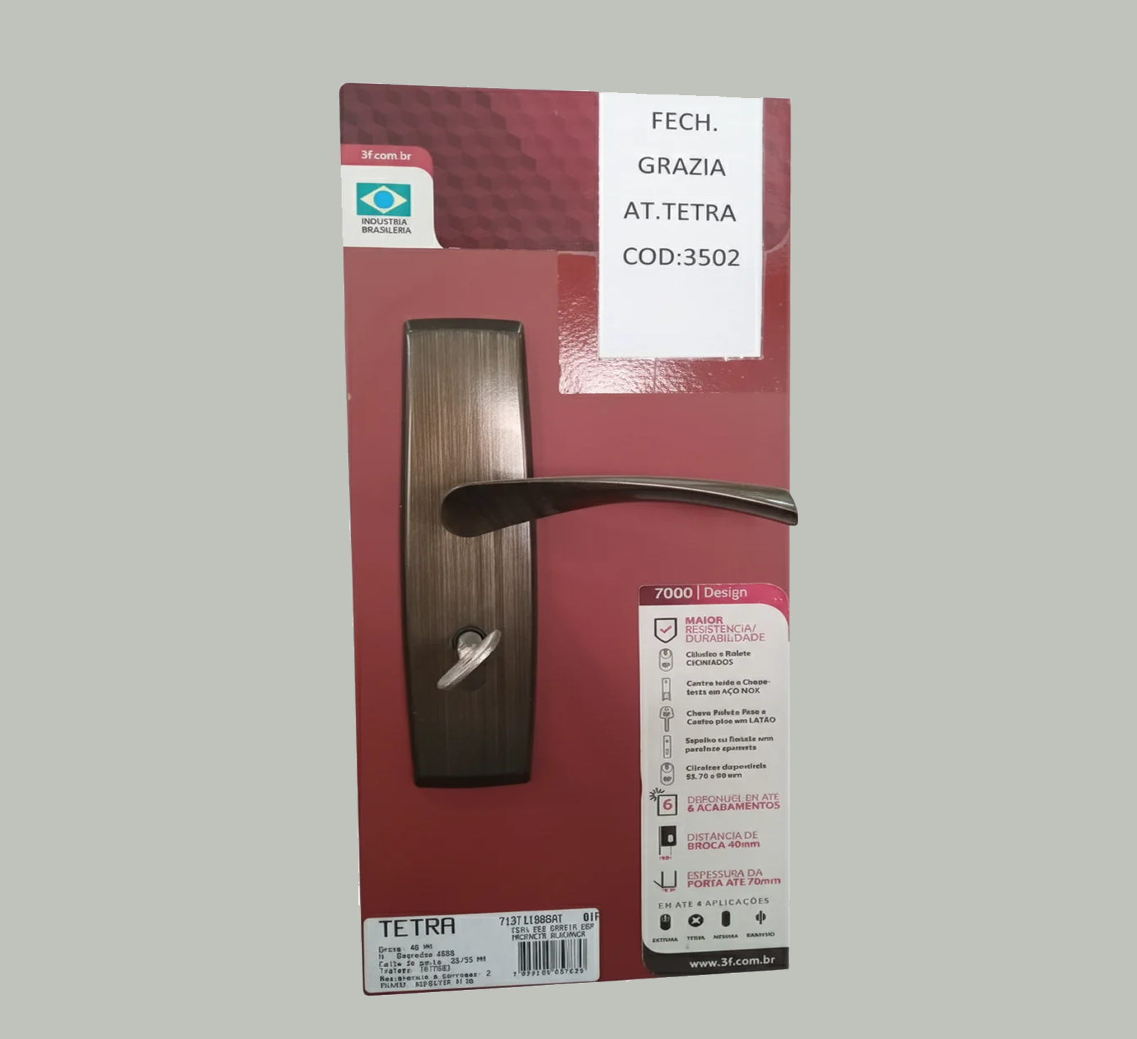 FECHADURA RES GRAZIA ESP TETRA CIL TE ANT - COD: 3502